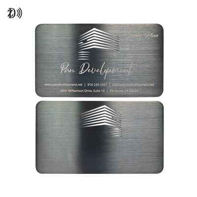 কাস্টম ডিজাইন এনএফসি মেটাল বিজনেস কার্ড NTAG216 888 বাইট 13.56MHz আরএফআইডি স্টেইনলেস স্টীল মেটাল ভিজিট কার্ড